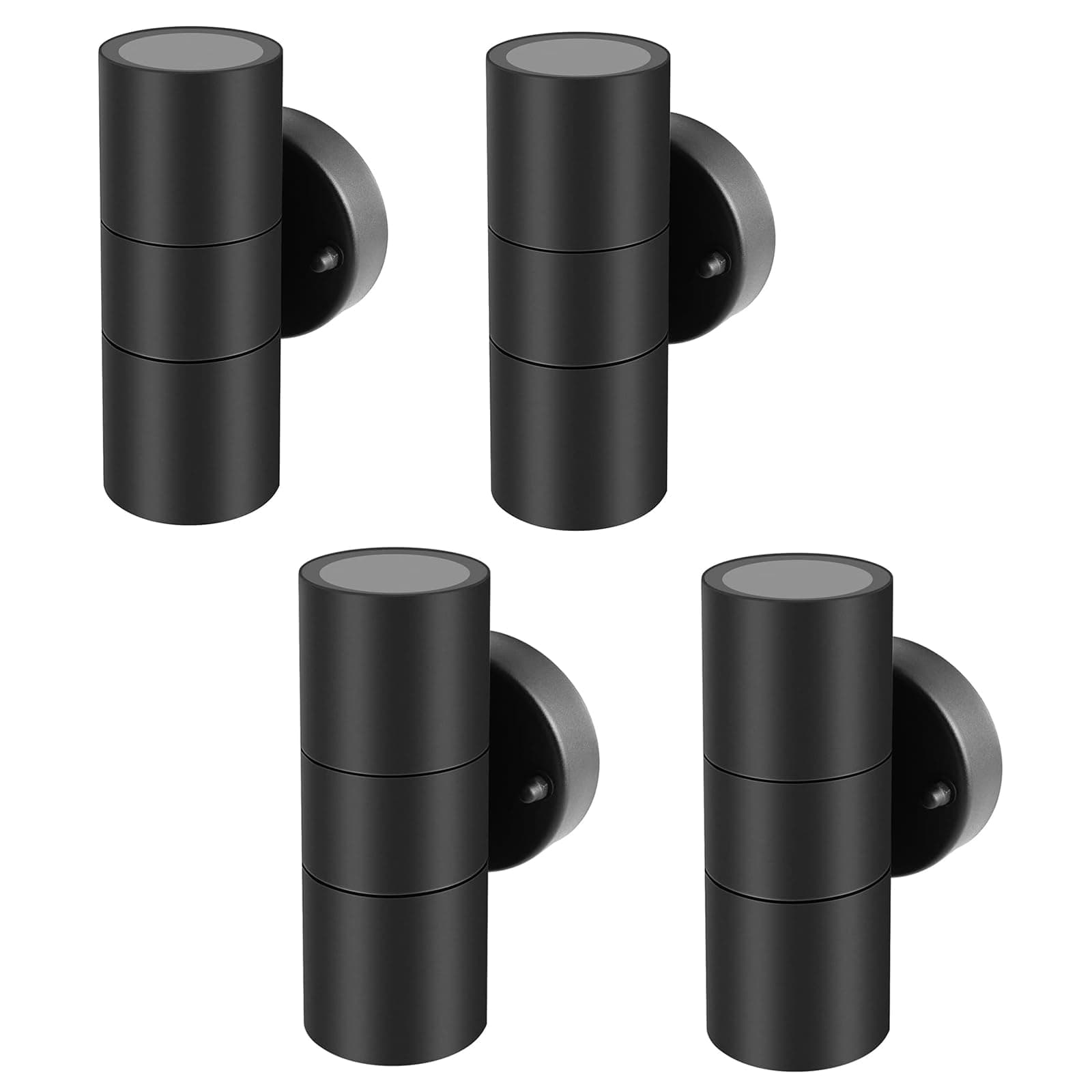 Kerry Outdoor Wall Lights, Up Down Mains Powered Lighting, Black Stainless Steel IP44 Waterproof, Exterior Wall Sconce for Indoor, Front Door, Patio, Porch, Garden, Garage - 4 Pack (No Bulb Incl)