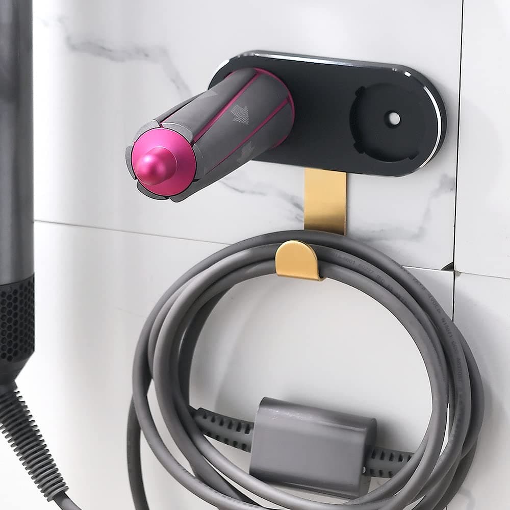 Wall Mount Holder for Dyson Airwrap Styler Barrels and Brushes, Metal Organizer Storage Rack with Hook, Curling Iron and Accessories Organizer Rack, Suitable for Home Bedroom Bathroom