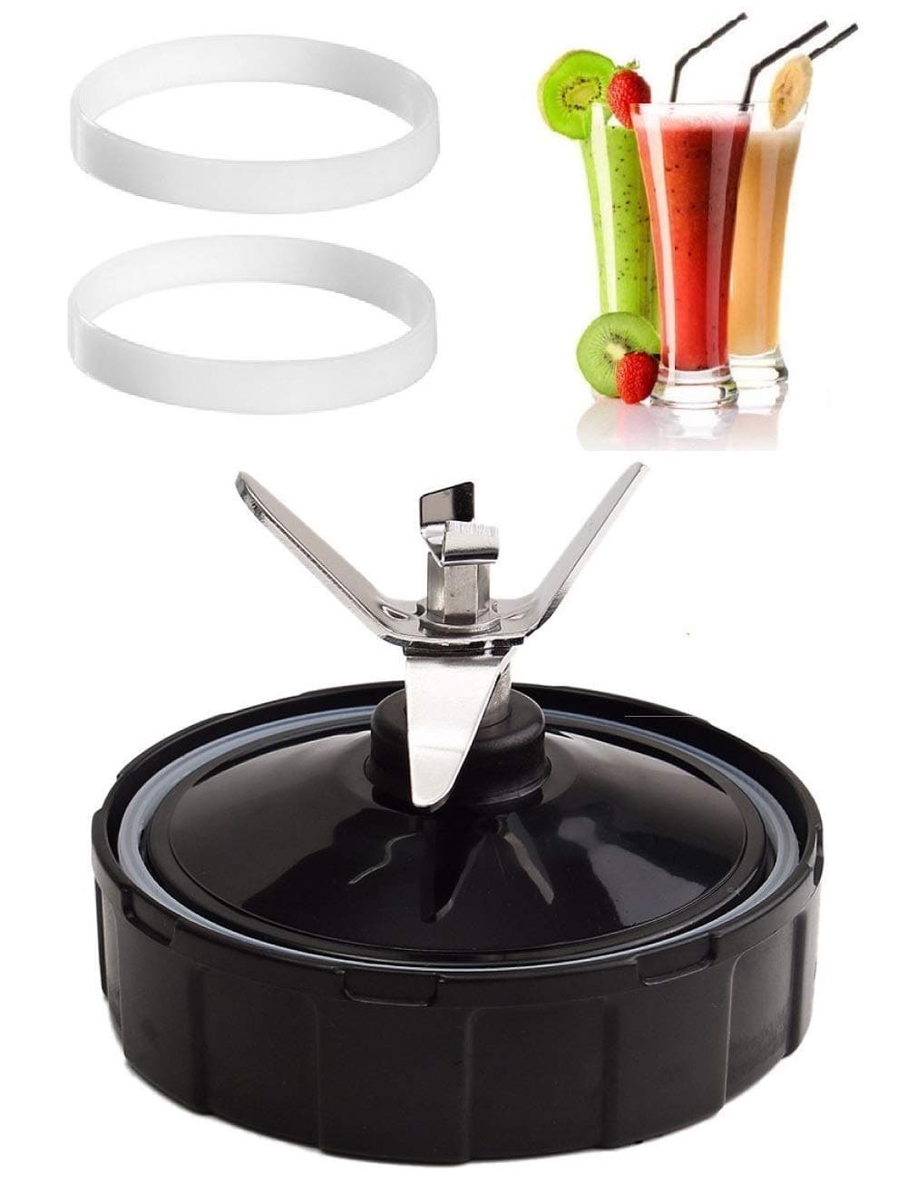 TopSpareParts™ 7 Fins Replacement Nutri Ninja Extractor Cross Blade ☆ 900W, 1000W & Auto-iQ Blender ☆ 2 FREE Gaskets (RRP £4.95) ☆ Blender Juicer Spare Part Bottom Accessory ☆