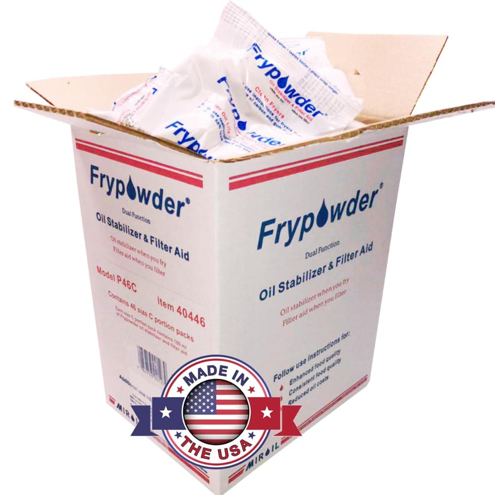 MirOil P46C | 1 x Cs of 46 x Size C (160ml) Portion Packs | for Fryers with Oil Capacities of Up to 40 lbs, Fry Powder Oil Stabilizer and Filter Aid, Remove Oil Contaminants | Item 40446 | (1 x Cs)