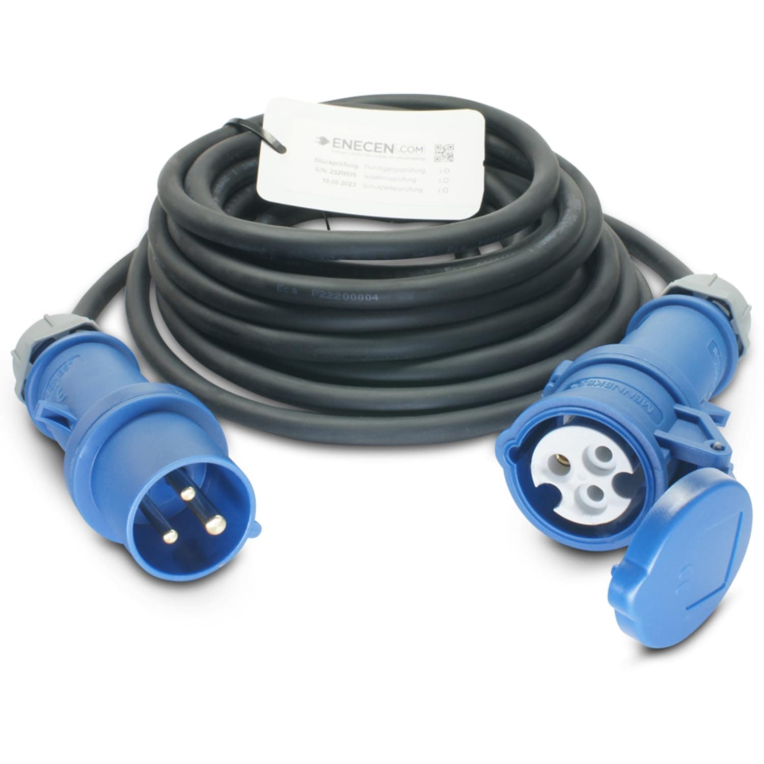 CEE extension cable 230V / 16A, IP44, rubber, H07RN-F, 3 mm x 2.5 mm², with ST/KU 3-pin