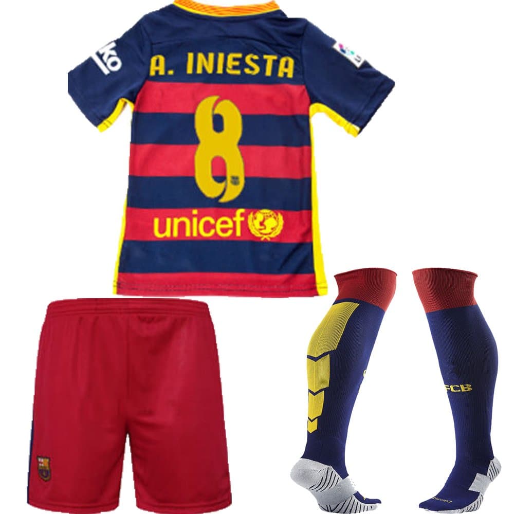 Caballero (TM) FC Kids 2015-2016 #8 Home Football Soccer Jersey Sportswear Polo Shirt & Short & Sock FOR 3-14 Years Kids (7-8 Years)