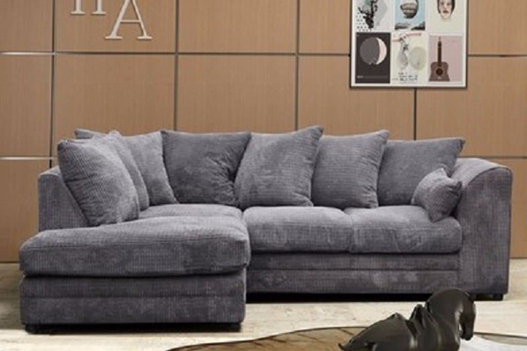 furniturestop.co.uk Logan Corner Sofa LHF Jumbo Cord Fabric - Grey