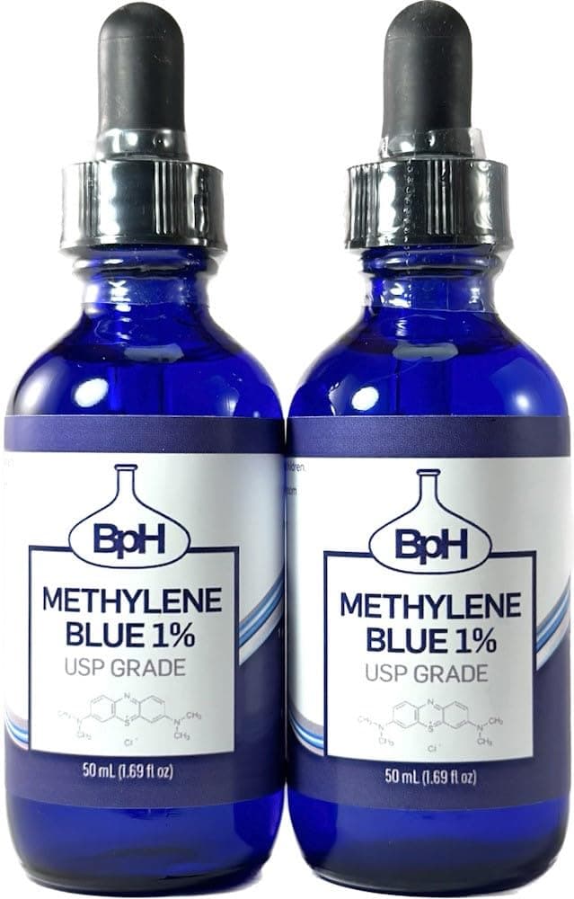 Biopharm Methylene Blue, 1% USP (Pharmaceutical) Grade: 2x50 mL Twin Pack Glass: Third-Party Tested