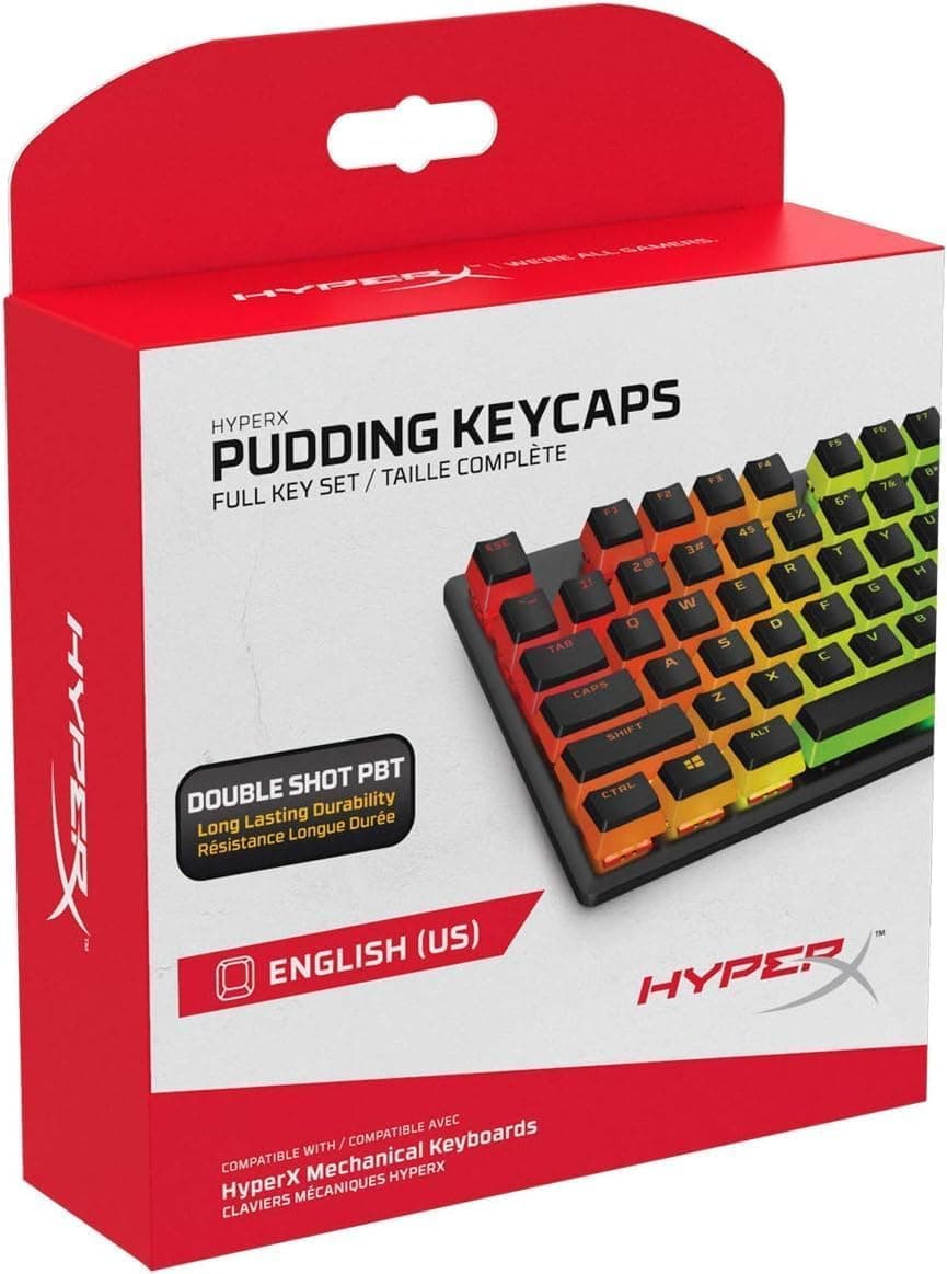 Pudding Keycaps - Double Shot PBT Keycap Set with Translucent Layer, for Mechanical Keyboards, Full 104 Key Set, OEM Profile, English (US) Layout - Black