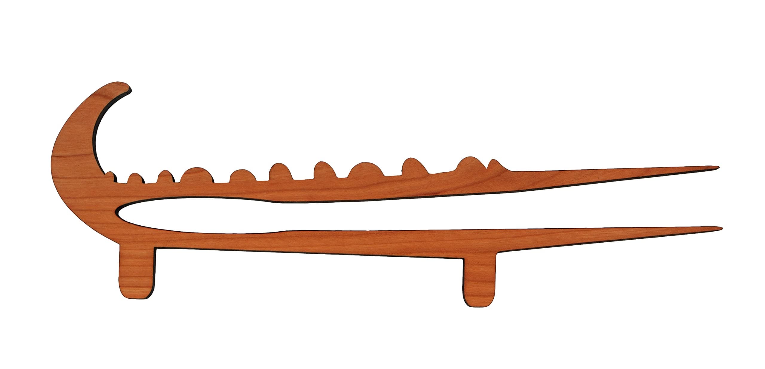 Crocodile Toaster Tongs and Oven Rack Pull, Solid Cherry Wood