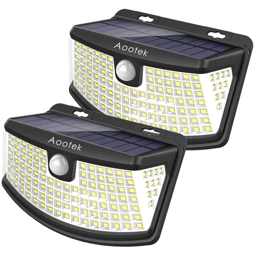 Aootek Solar Motion Sensor Light with 120 LED Light Reflector 270 Degree Wide Angle IP65 Waterproof Step Light for Entryway Garden Garage Deck (Pack of 2)
