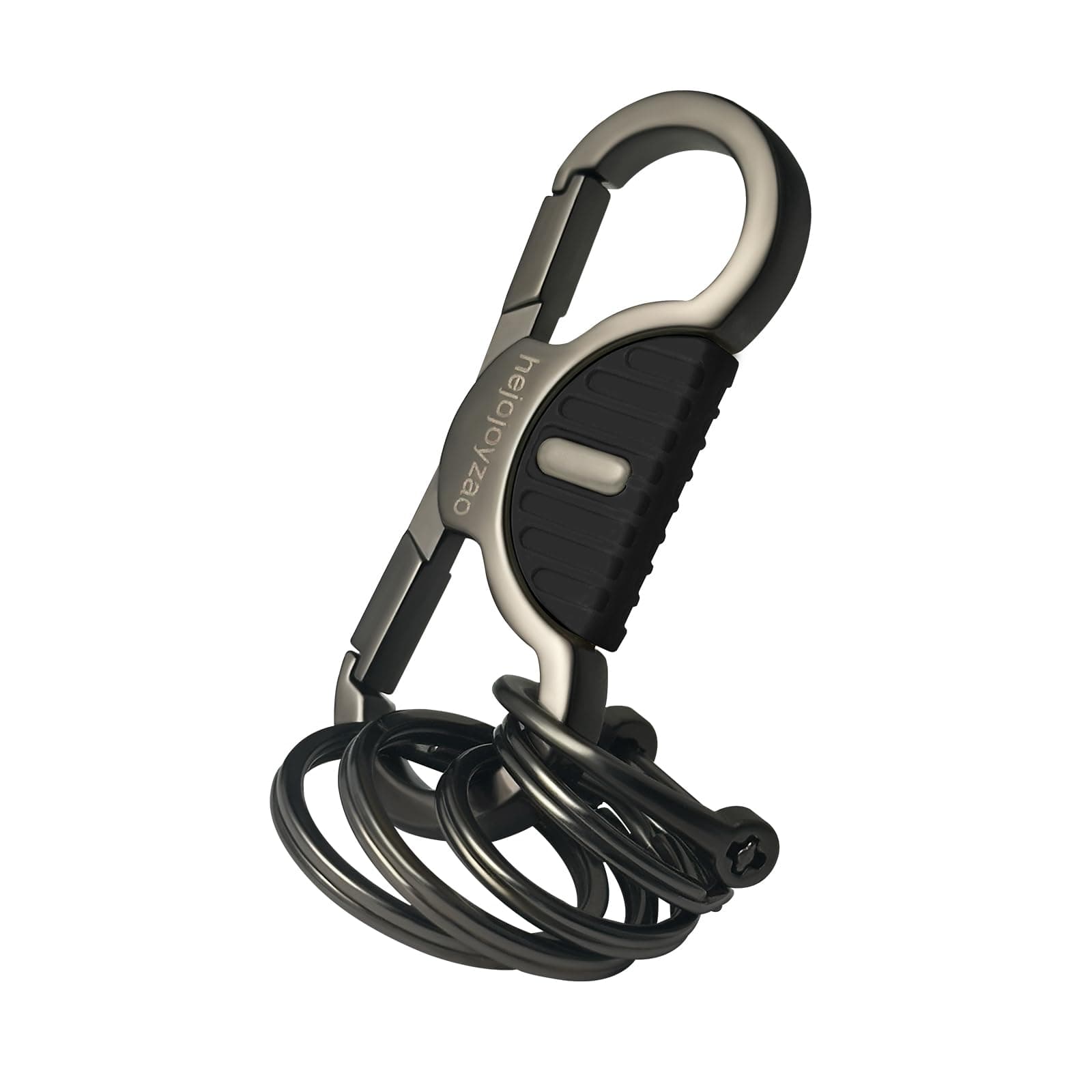 Heavy Duty Keychain with Quick Release Double Carabiner Clip, Key Rings, D Ring, Car Key Holder for Belt Loop