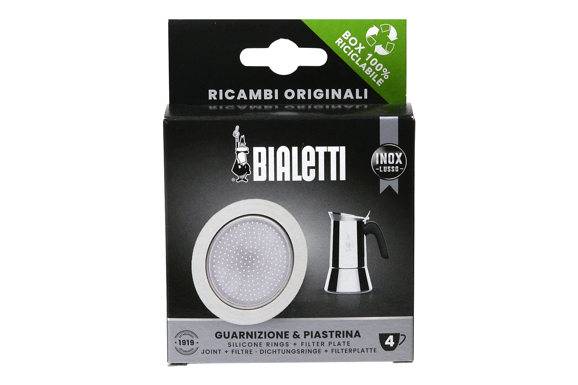 Bialetti 1 SILICON GASKET + 1 FILTER 4 CUPS INOX