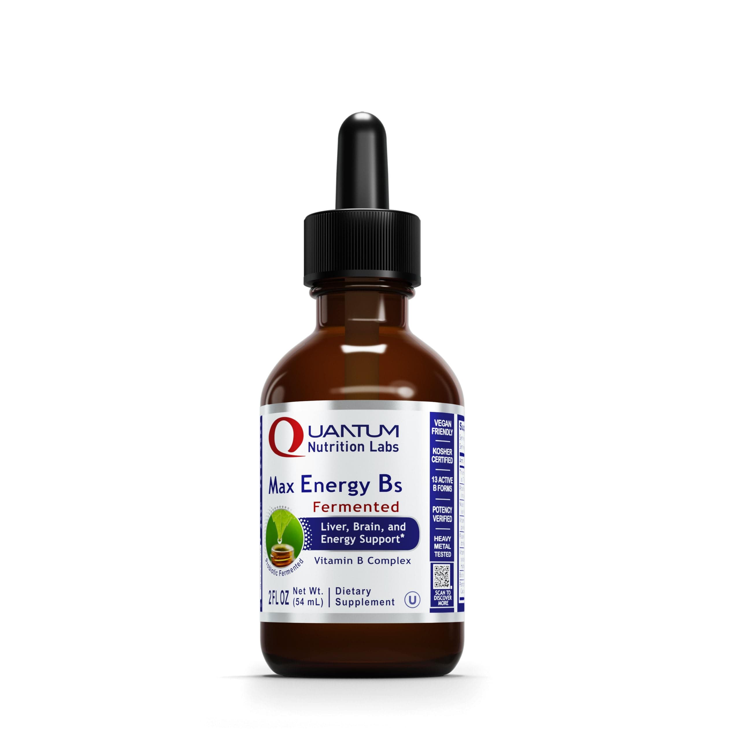 Quantum Nutrition Labs Max Energy B - Vitamin B Complex Liquid Drops, Organic Supplement for Women and Men, Vitamin B1, B2, B3, B5, B6, B12 - 2 Fl Oz