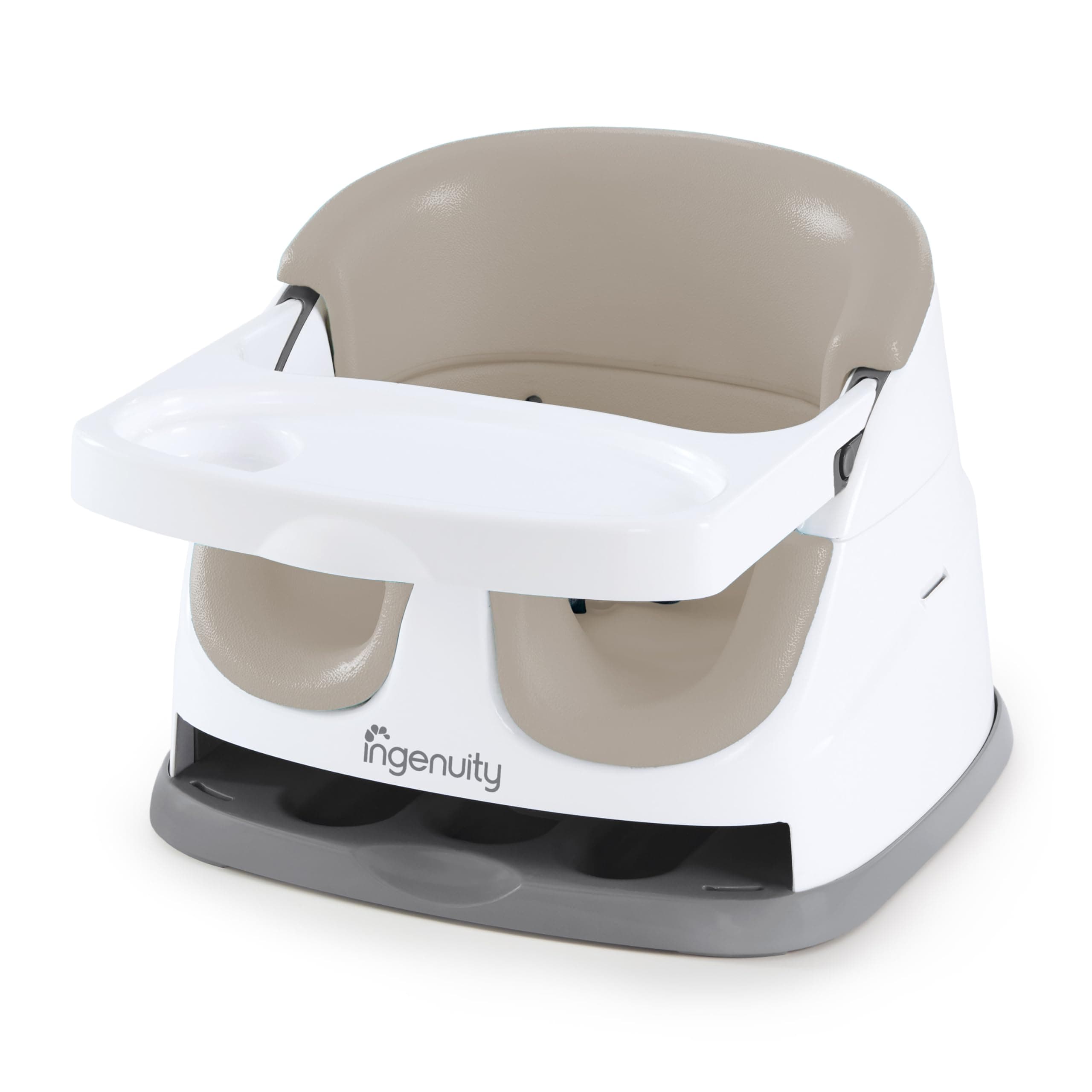 Ingenuity, Baby Base 2-in-1 Seat, Cashmere, Booster Chair, Dining and Feeding Seat for Toddlers, Easy to Clean with Removable and Self-Storing Tray, Ages 6 Months+