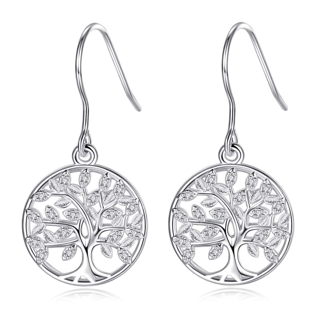 Tree of Life Earrings for Women, 925 Sterling Silver Family Tree Dangle Earrings Gifts for Women Mother Daughter Wife