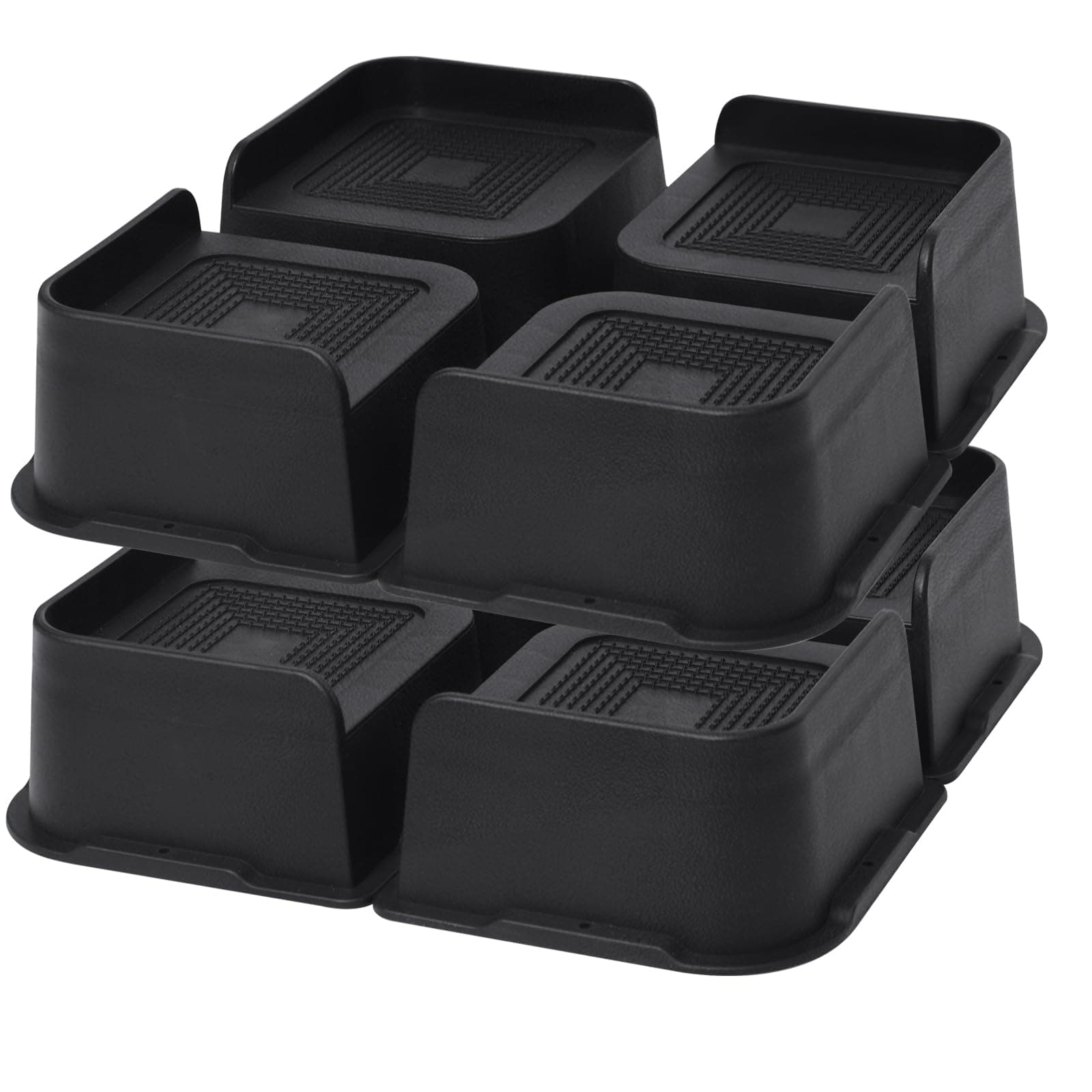MYMULIKE Bed Risers 3 inch, Oversized Furniture Risers,Heavy-Duty Support Up to 6000 Lbs, Lift 3 inch for Couch, Sofa, Table,Chair (Black 8 Pack, 3 inch)