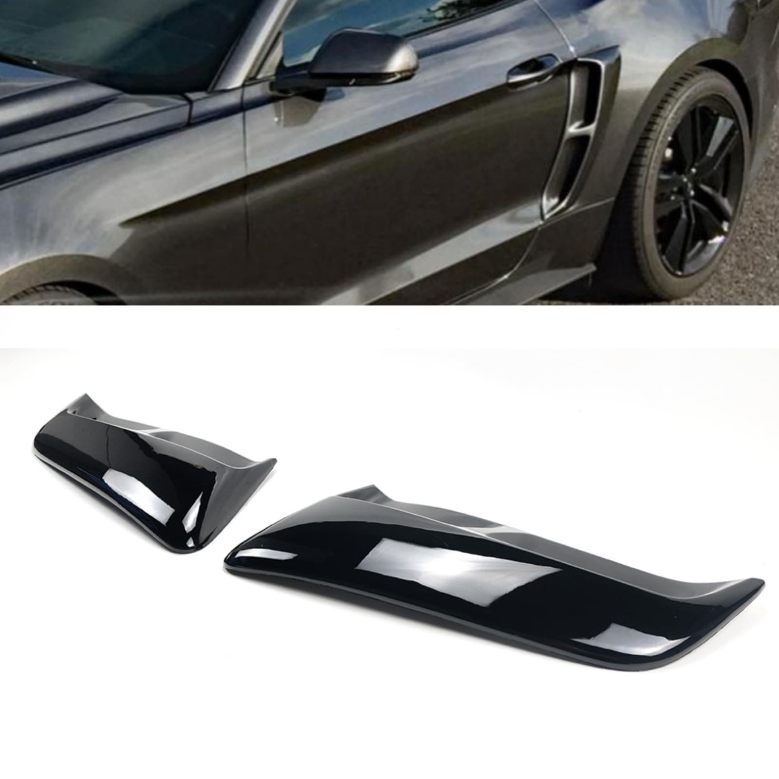 Pair Rear Quarter Panel Side Body Fenders Door Scoop Air Outlet Trim Compatible with for Ford Mustang 2015-2023 (Glossy Black)