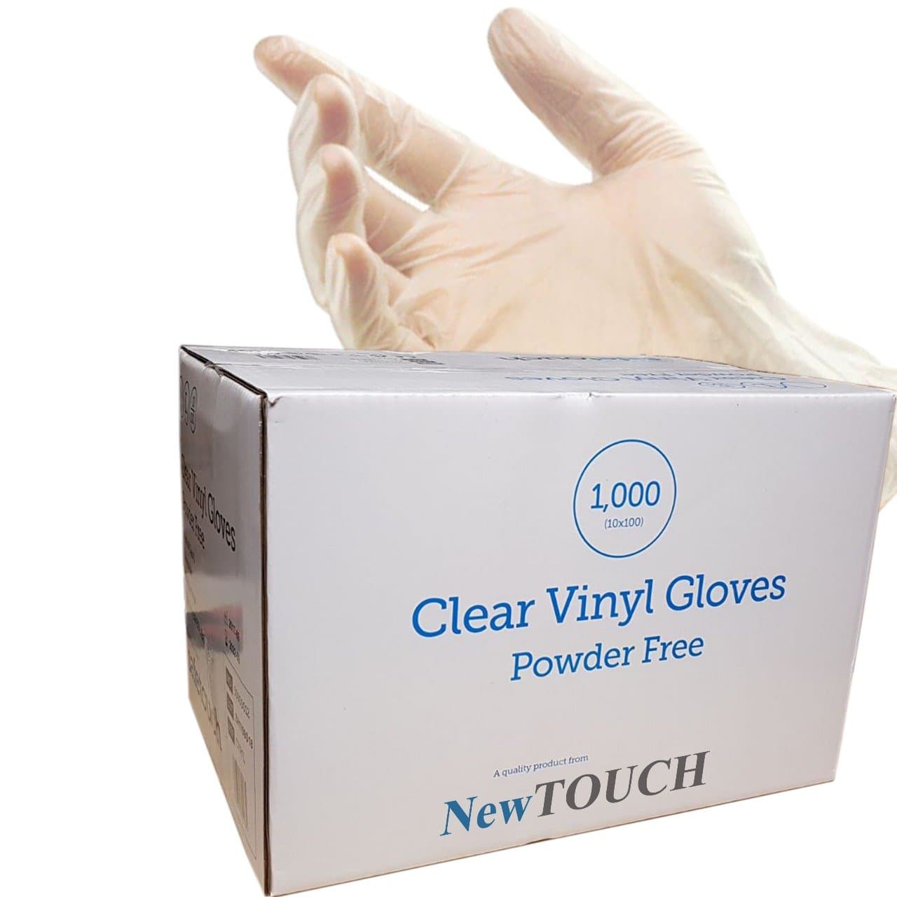 1000 x NewTouch Clear Vinyl Gloves Disposable Powder Free Gloves for Food Safe, Cleaning (Small)