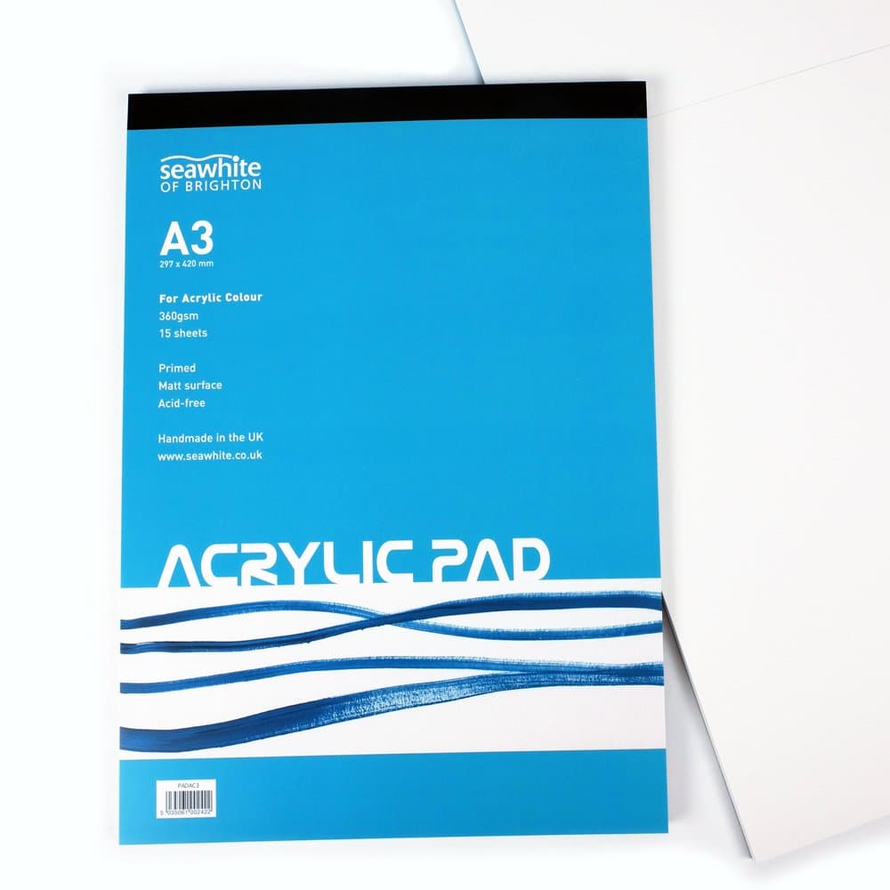 Acrylic Painting Paper Pad - A3-360gsm - 15 Sheets Primed Matt Surface - Acid Free - Ideal for Students and Professional Artists