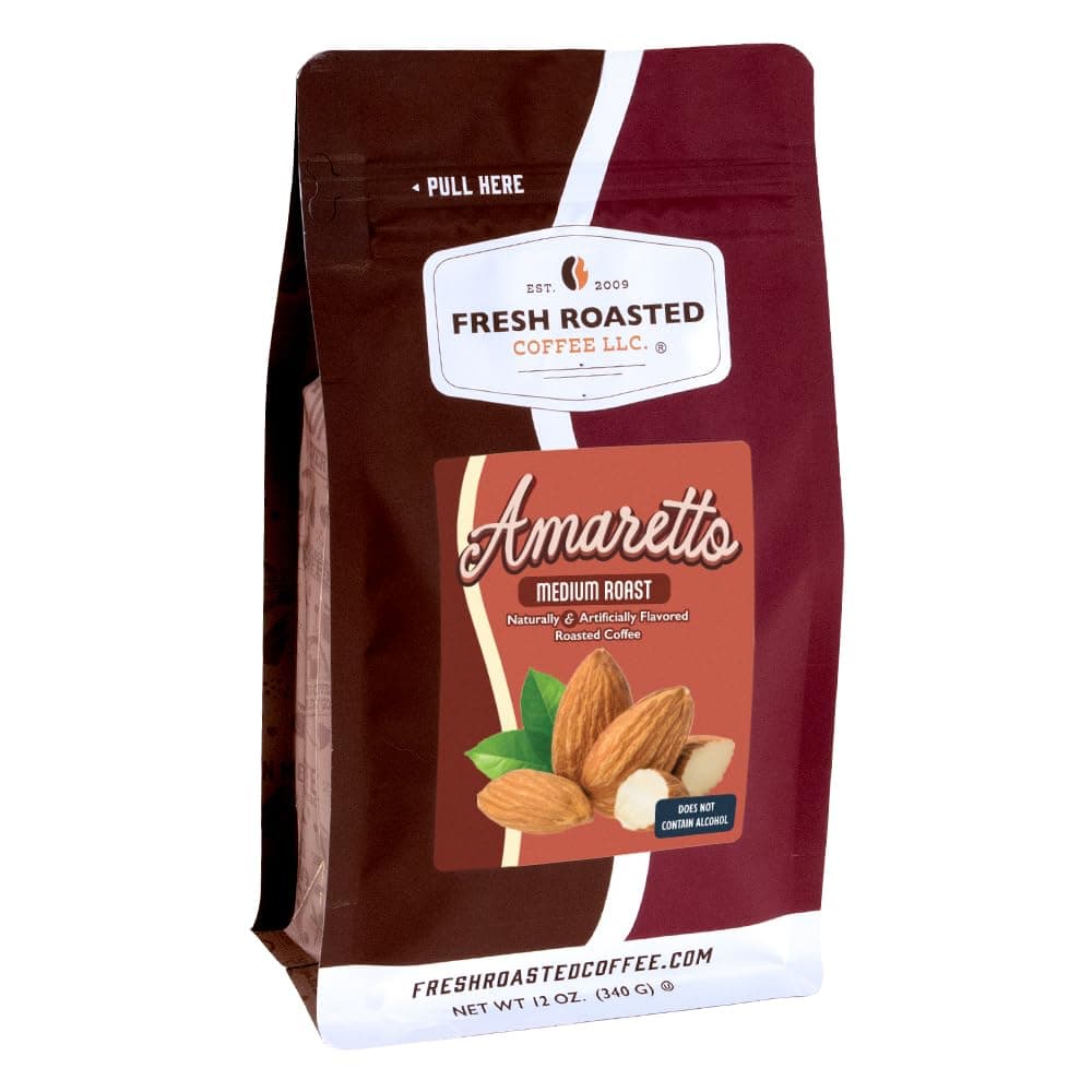 Fresh Roasted Coffee, Amaretto Flavored Coffee, 12 oz, Medium Roast, Kosher, Ground