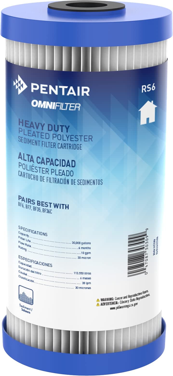 RS6 RS6-SS2-S06 10-Inch, Whole House Heavy Duty Pleated Replacement Cartridge, 10" x 4.5", White