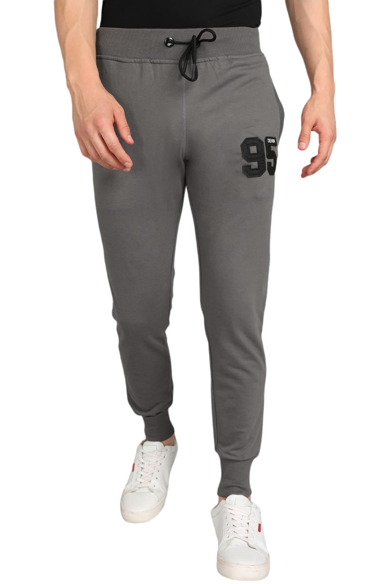 Men Mid Rise Cotton Blend Joggers Track Pants | French Terry | Zipper Pocket | Casual, Gym & Lounge Wear