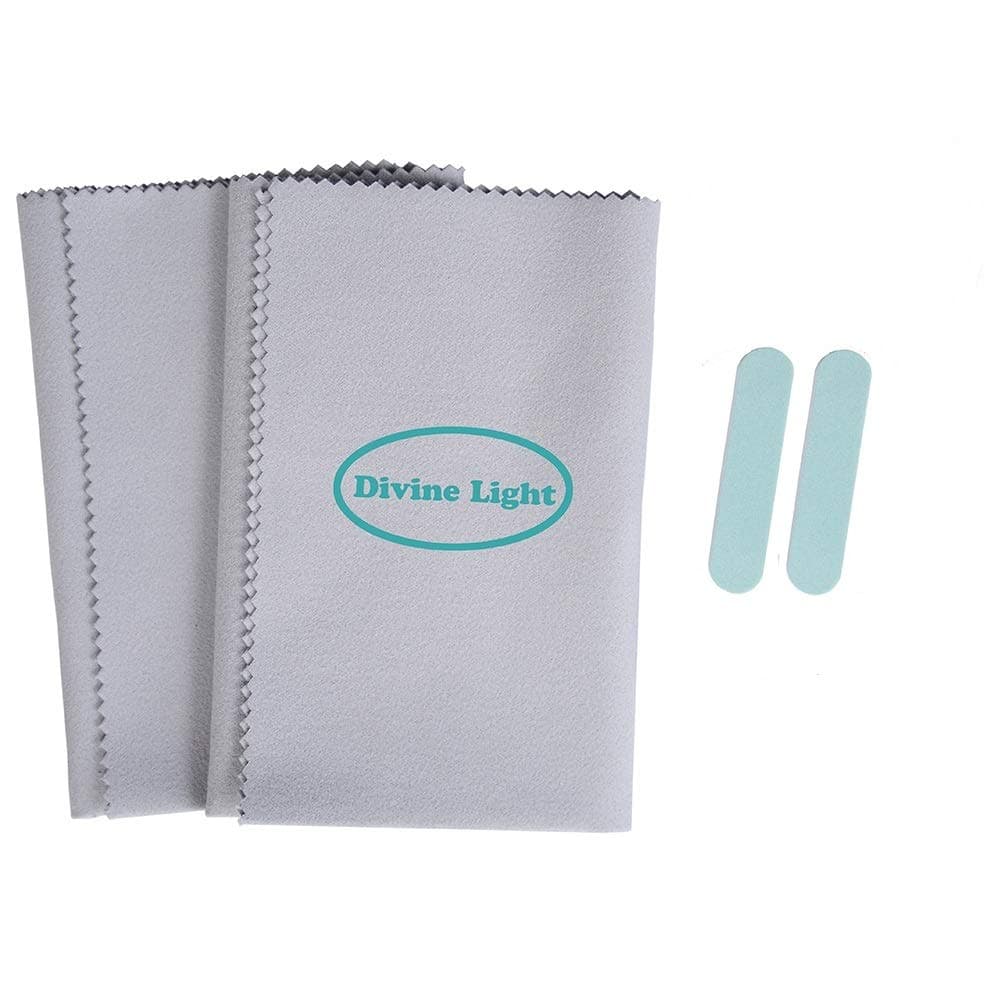 Divine Light Large Jewelry Polishing Cloths with Polishing Sticks (2 Pieces of Premium Jewelry Cloths 11.8×11.8 inches & 2 Pieces of Sticks)