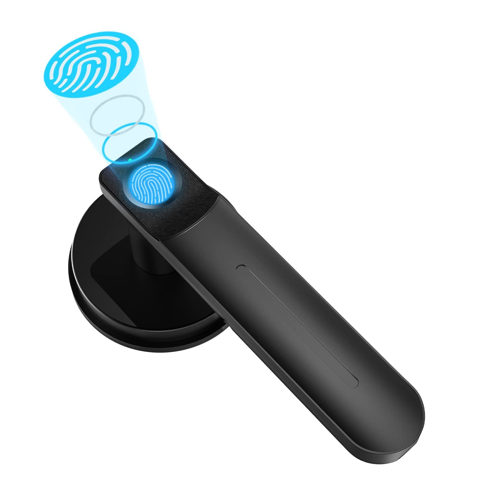 Foxgard Zinc Smart Fingerprint Door Lock - Keyless Entry Handle, Biometric Lock for Home & Office Spaces (Black)