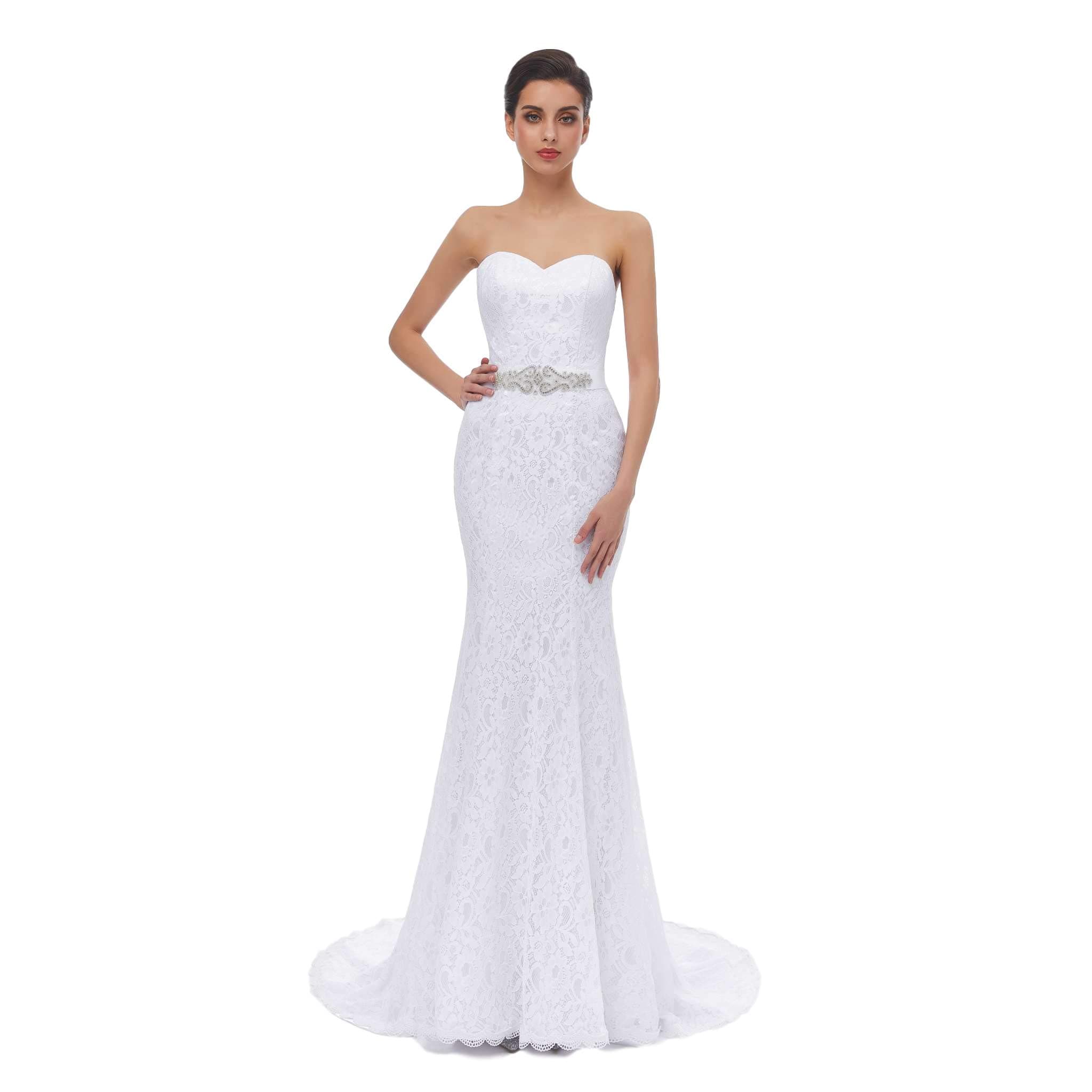 Women's Sweetheart Sleeveless Lace Wedding Dress Evening Mermaid Gown