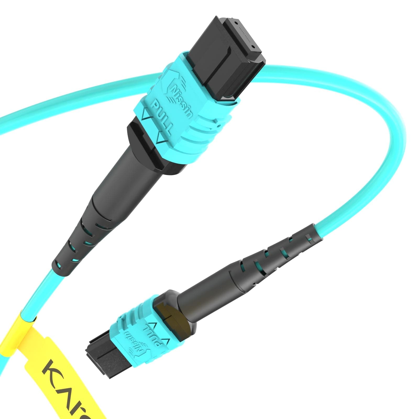 MPO - MPO メス光ファイバートランクケーブル 50フィート (15m) 12ファイバー 40GbE OM3マルチモード タイプB極性 QSFP+トランシーバー MTP対応ケーブルシステム GPON EPON アプリケーションアクア