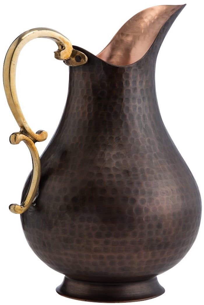 CopperBull Heavy Gauge 100% Pure Solid Hammered Copper Moscow Mule Water Pitcher, 70 fl. Oz (Antiqued Copper)