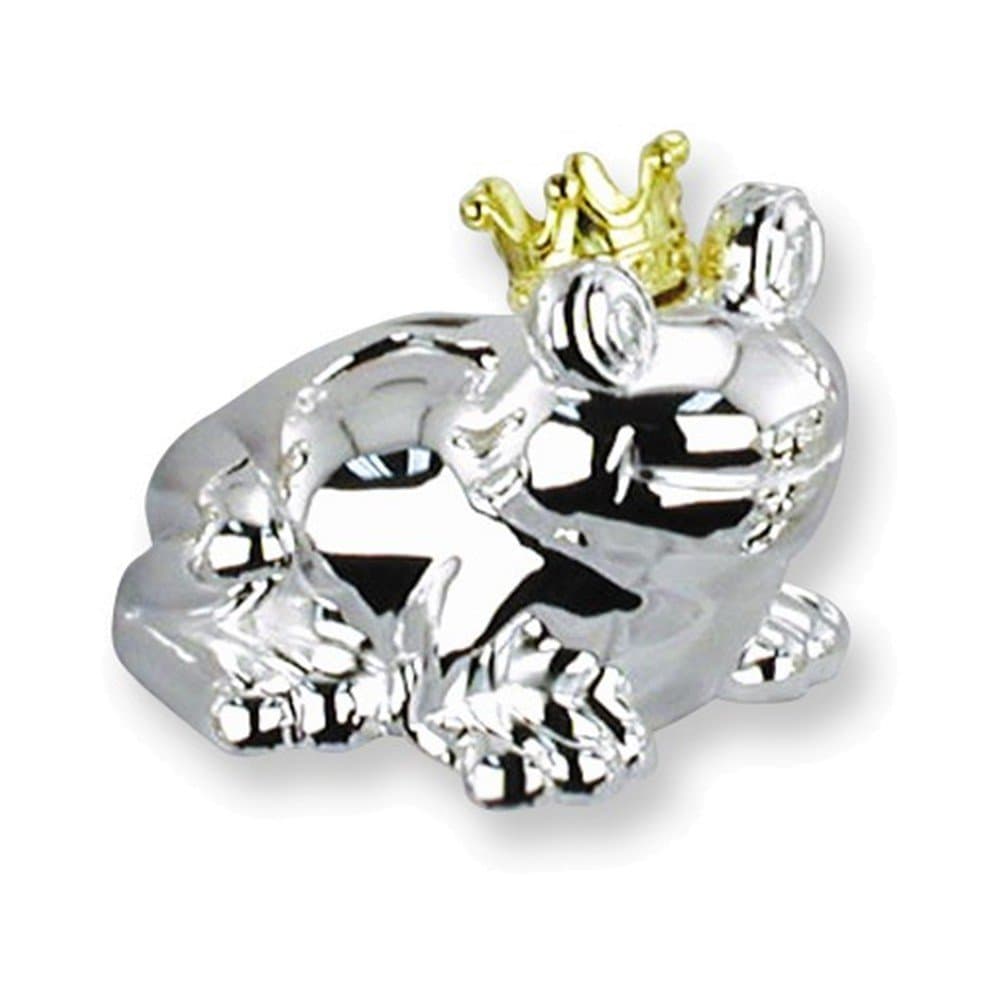 Jewelry Adviser Gifts Frog with Gold-tone Crown Silver-plated Polished Metal Bank
