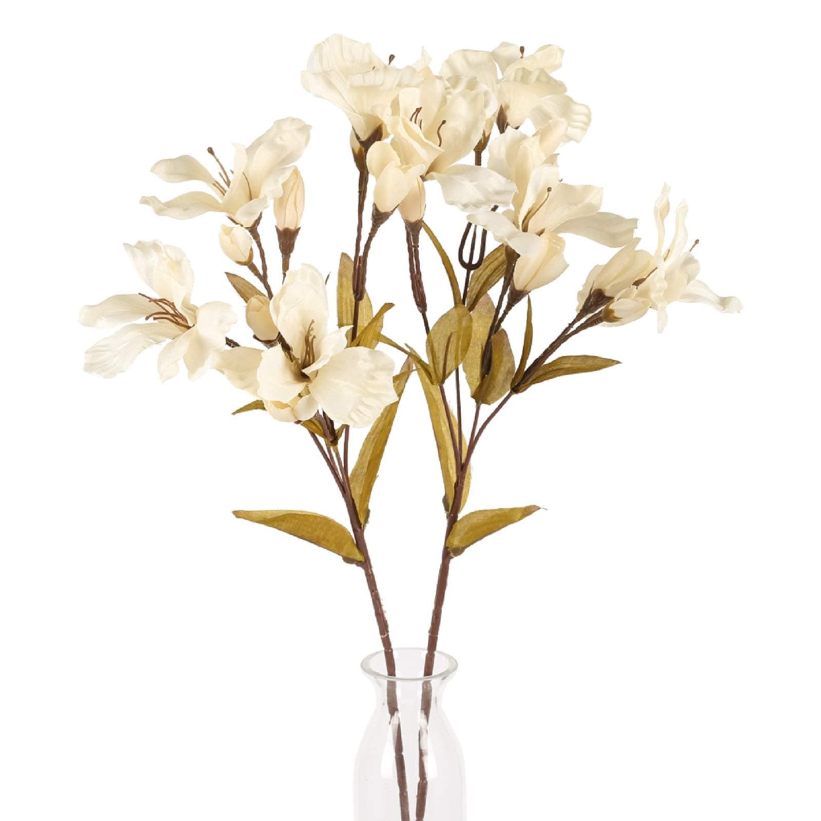 AILANDA 2PCS Artificial Flowers Lily Faux Greenery Long Stem Spring Silk Flower Arrangement Milk White Real Touch Flowers for Home Party Wedding Table Floral Centerpieces Decor