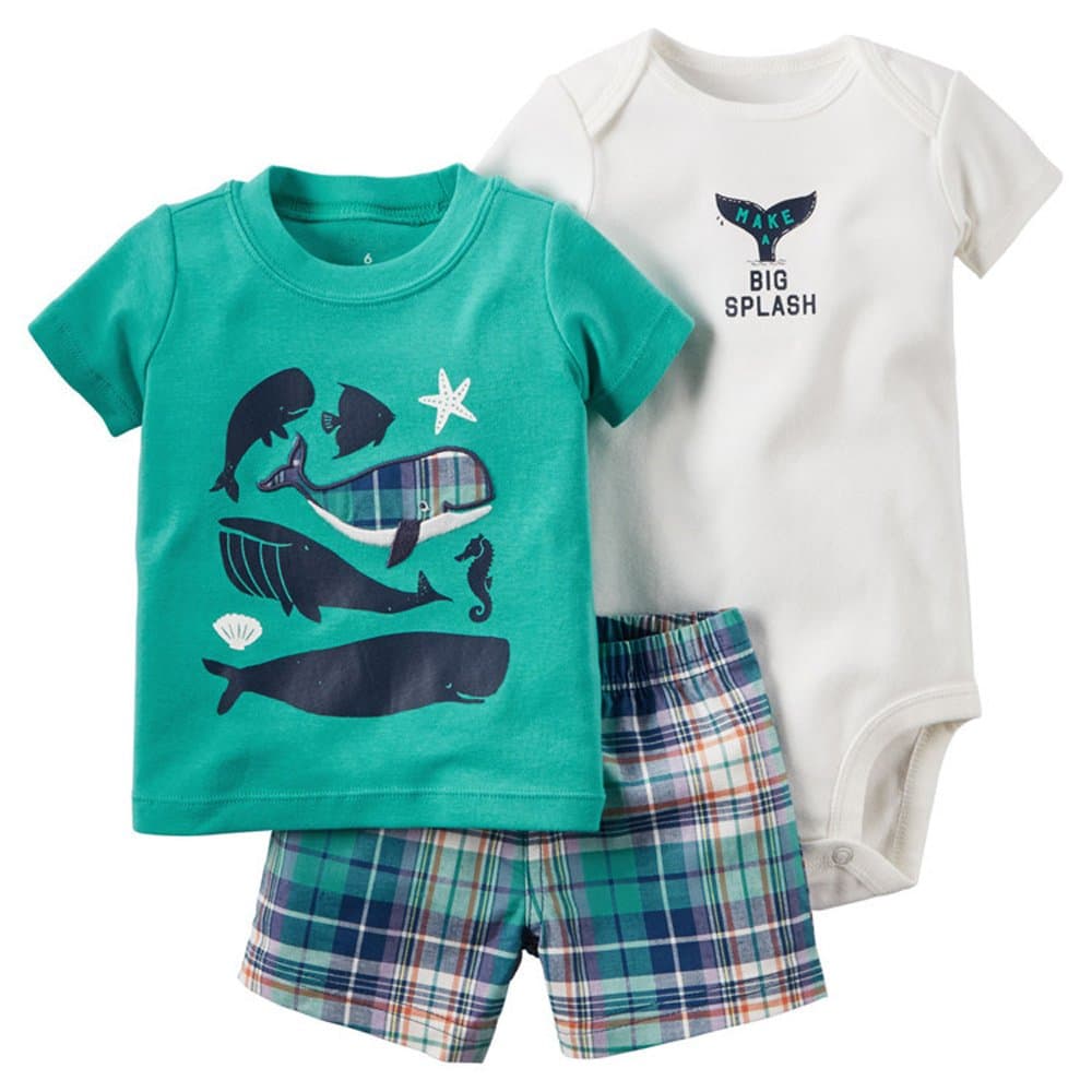 Evelin LEE Baby Boy Short Sleeve T-Shirts and Stripe Shorts 2pcs Set Clothes