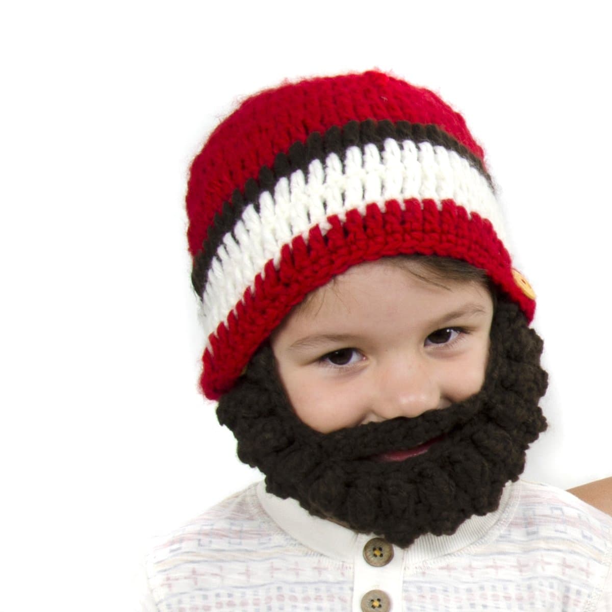 Small Beard Beanie - Red Lumberjack Beard Hat for Baby and Toddler. Soft, Stretchable Beard Beanie Hat Size is 14 Inches.