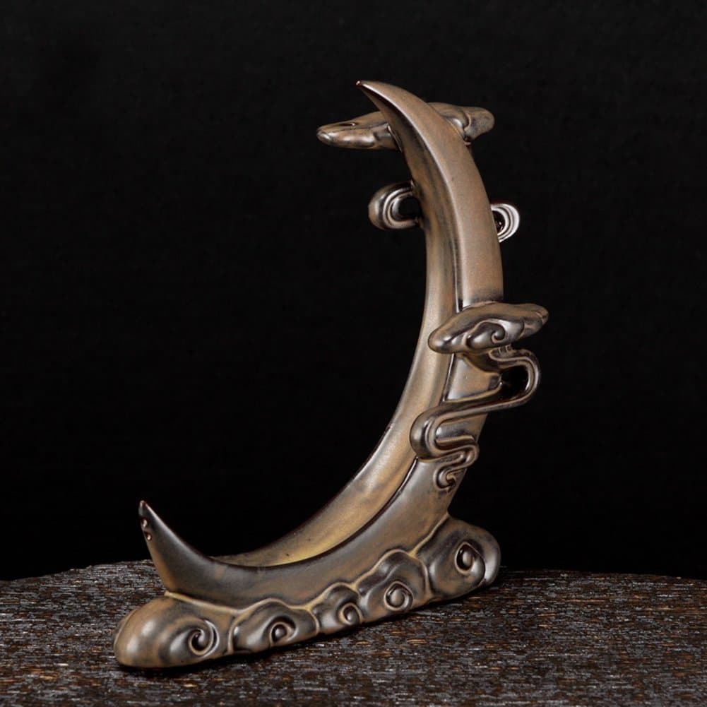 Backflow incense burner,Retro chinese homemade moon censer incense stick holder for home bedroom and yoga room-A L7.6*W1.8*H7.9inch(19.3*4.5*20cm)