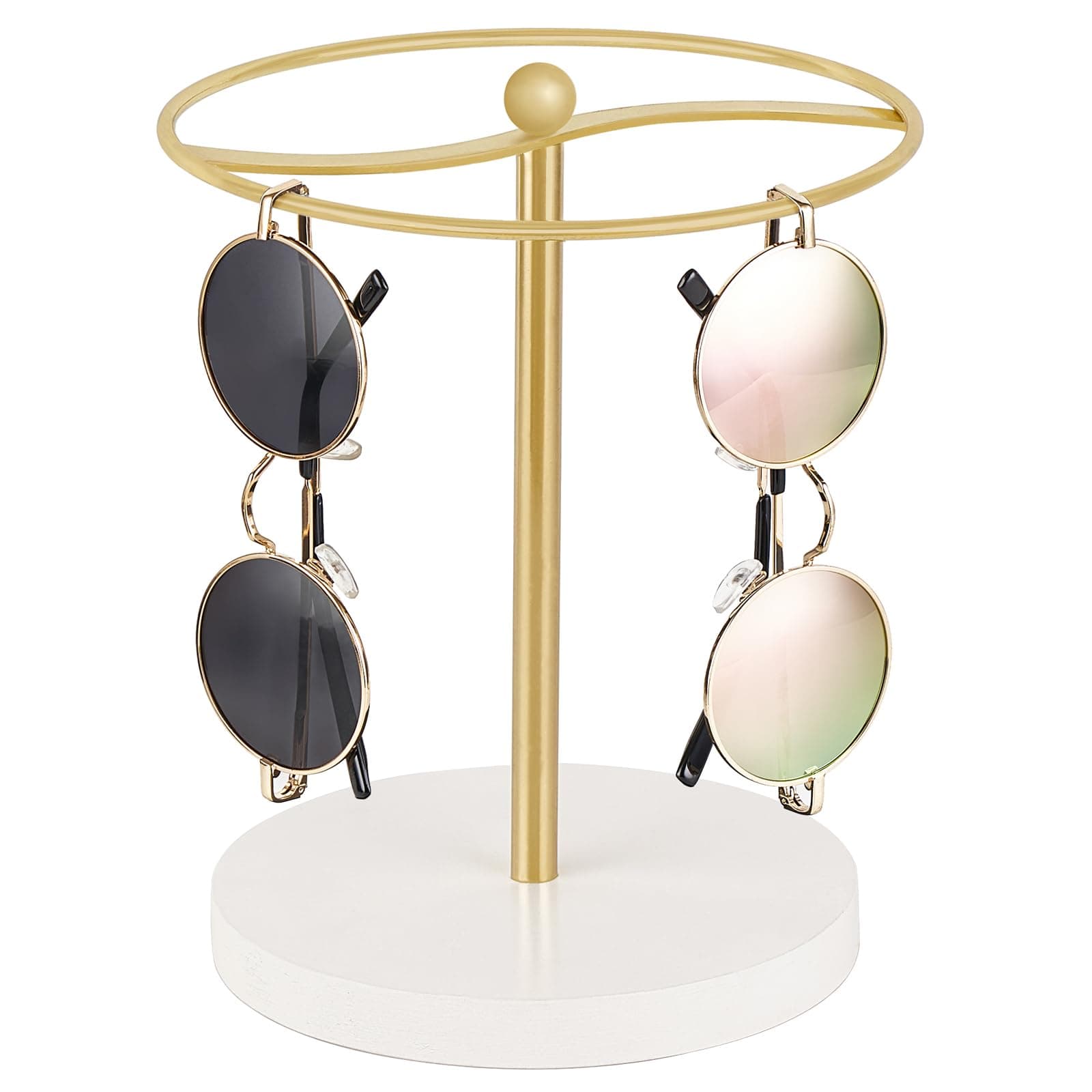 Mkono Sunglasses Organizer Glasses Holder Stand Sunglass Storage Display Eyeglasses Rack for up to 12 Pairs of Eyewear Glasses for Table Dresser Desk Countertop Bedroom, Gold