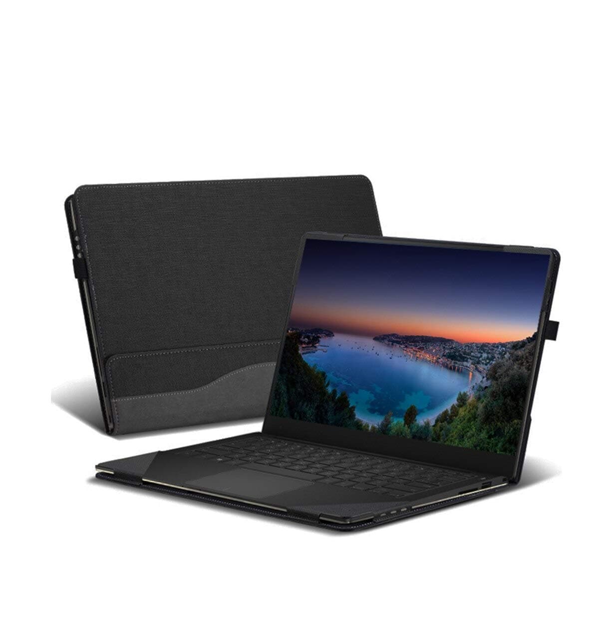 Honeycase Lenovo Yoga S740 14 Inch Case Cover,PU Leather Folio Stand Protective Hard Shell Case Compatible with Lenovo Yoga S740 14"[Not fit Lenovo Ideapad S740/Yoga C740],Black