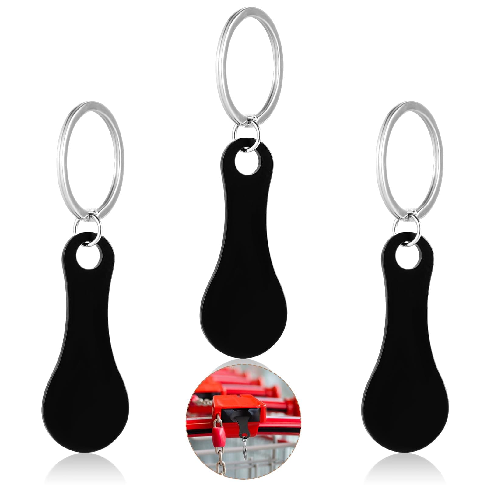 Andibro4 Pieces Stainless Steel Shopping Trolley Token, Alloy Key Ring Quarter Holder Keychain Shopping Trolley Keyring
