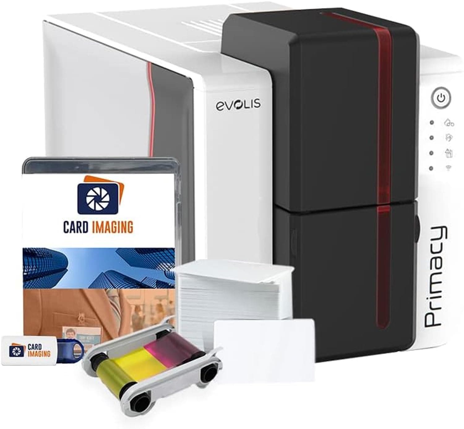 - Evolis Primacy 2 Dual-Sided ID Card Printer & Supplies Bundle Badge Machine (PM2-0025-A).