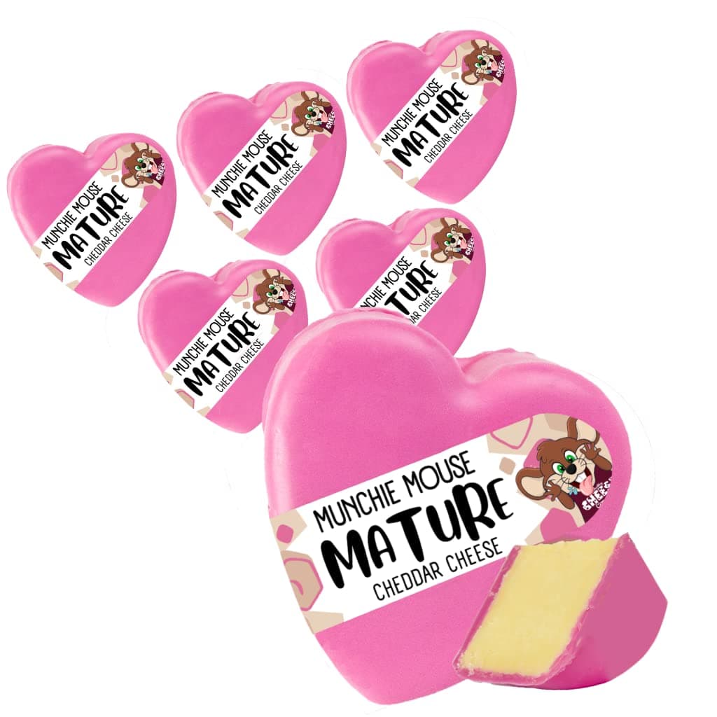 Munchies Mighty Mature Heart Shaped Cheese Truckle Pack (6 x 200g) Cheese In Wax. Mature Cheddar Cheese Block. Cheese Truckle Gift. Edible Gifts. Cheddar Truckle.