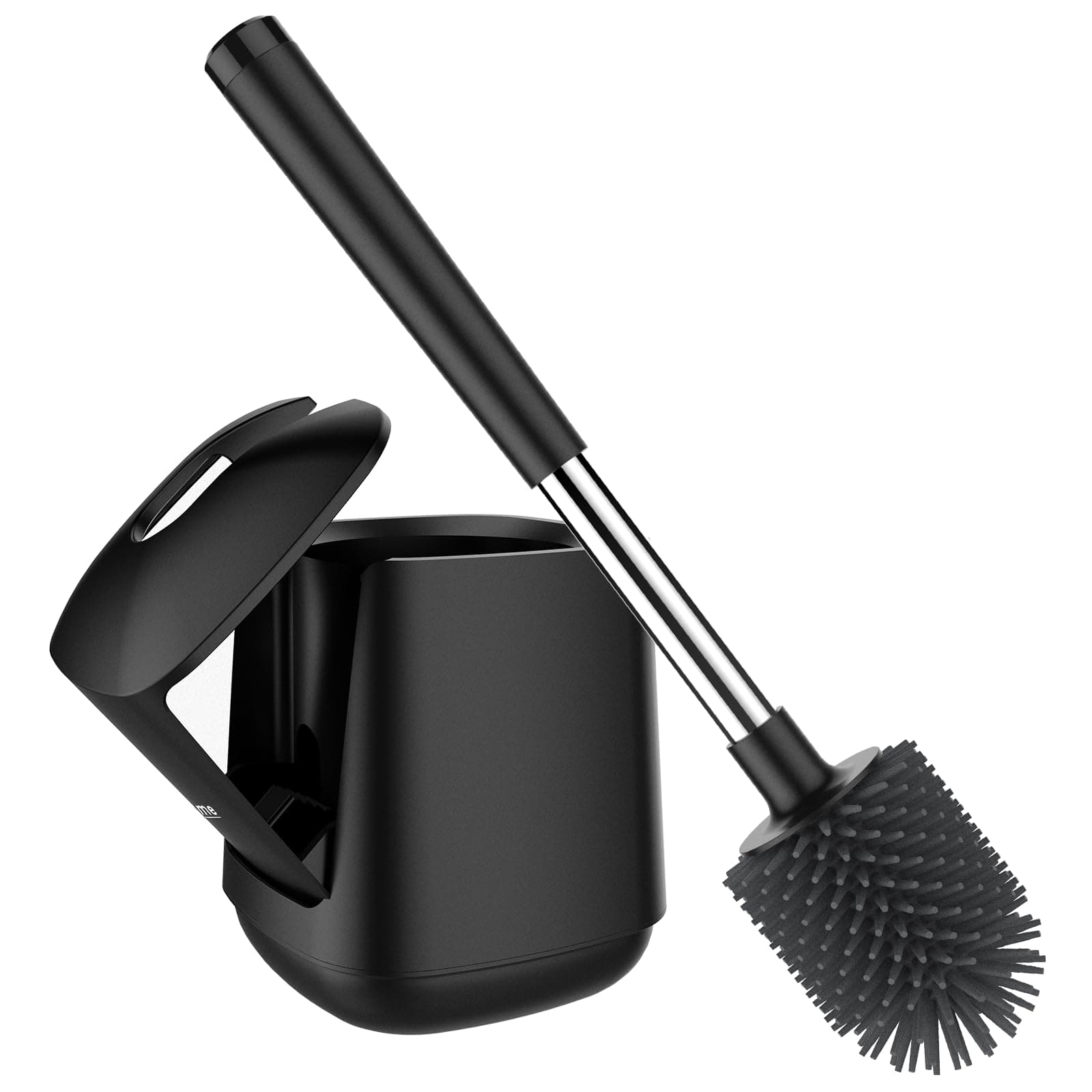 Toilet Bowl Brush and Holder Automatic Toilet Brushes for Bathroom with Holder Ventilated Toilet Cleaner Brush for Toilet Scrubber Cleaning - Black