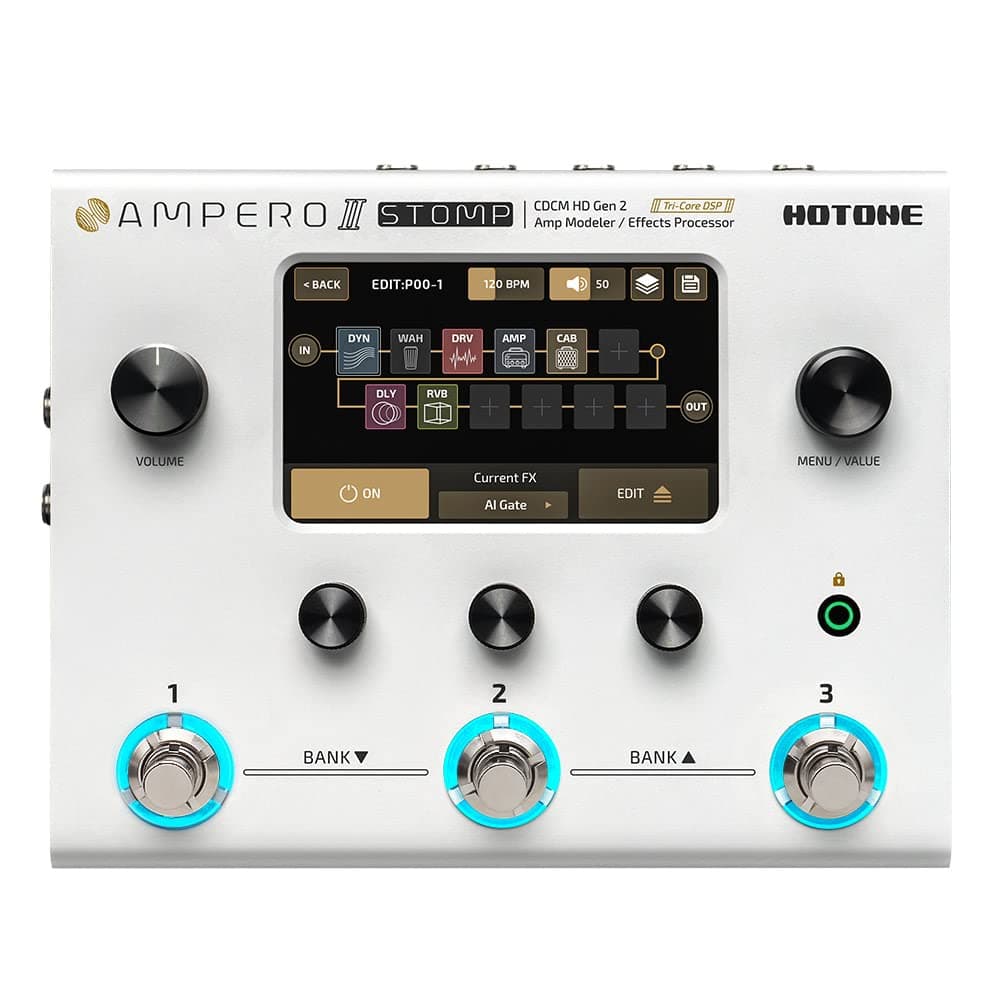Guitar Multi Effects Processor Multi Effects Pedal Touch Screen Guitar Bass Amp Modeling IR Cabinets Simulation Guitar Effects Pedal Multi FX Processor Ampero II Stomp