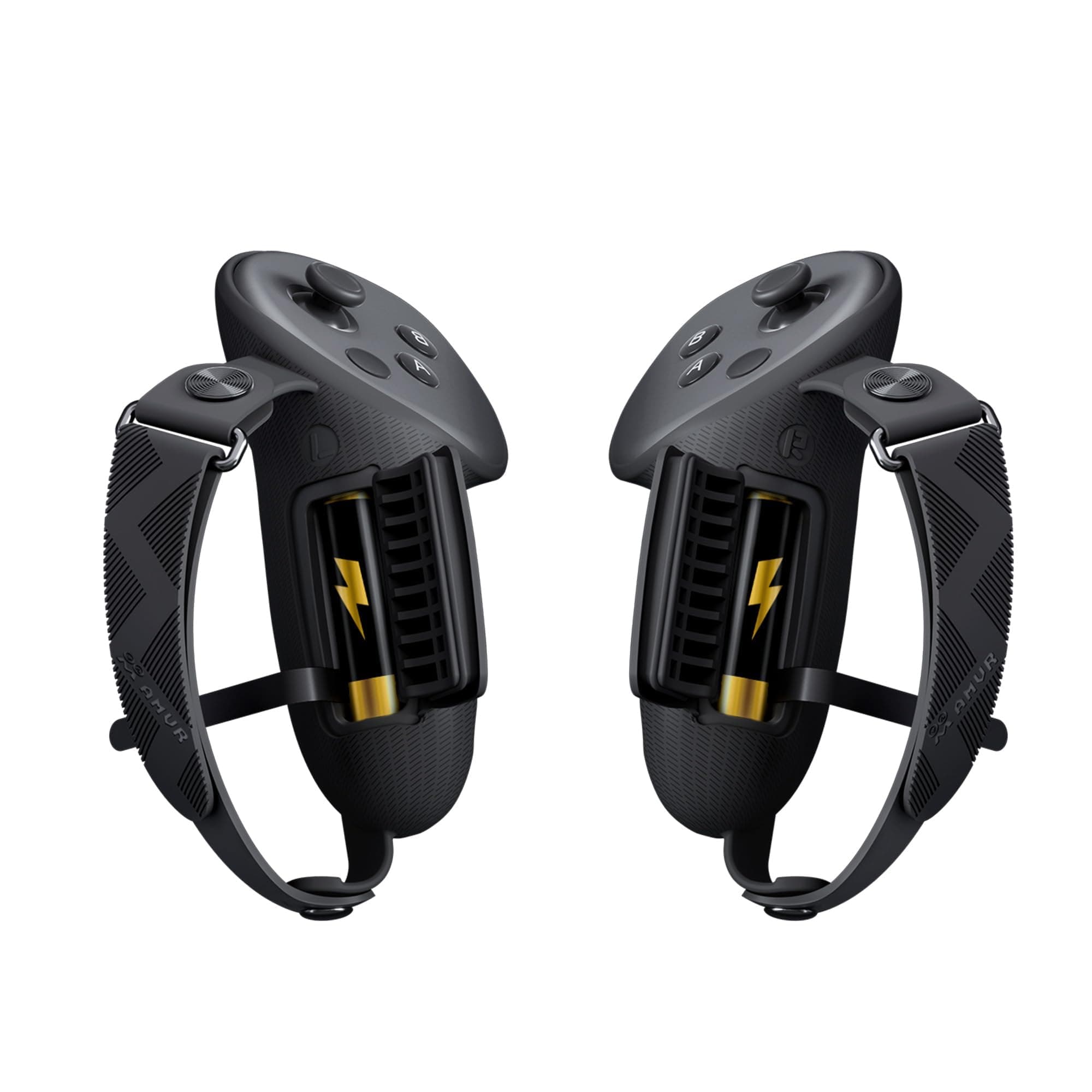 Upgraded Controller Grips Cover Compatible with Meta/Oculus Quest 3S/Quest 3 Accessories, with Battery Opening Cover and Knuckle Straps Protector