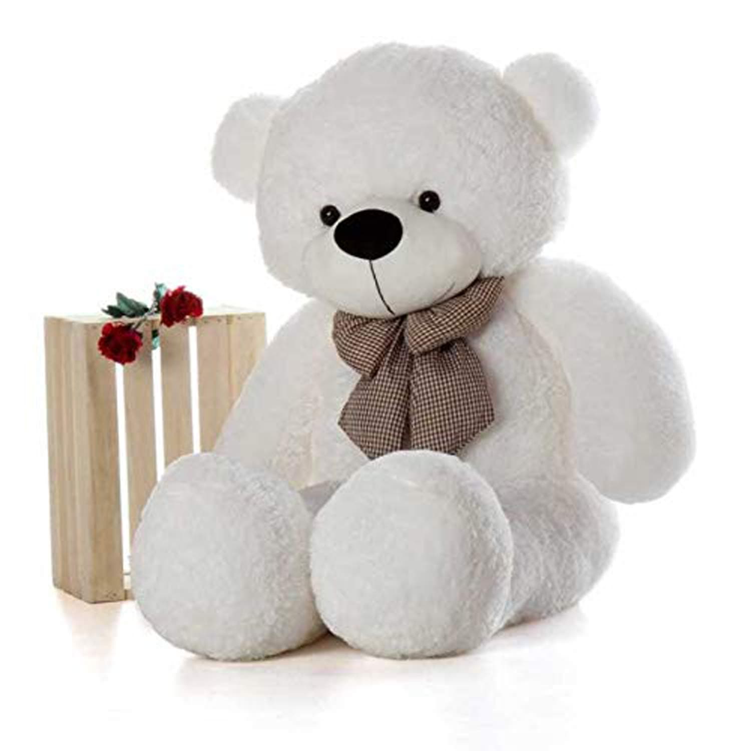 HUG 'n' FEEL SOFT TOYS 4 feet Long Soft Lovable hugable Cute Xtra Large Teddy Bear White Plush & Stuffed Toys (Best for Someone Really Special) 121 cm