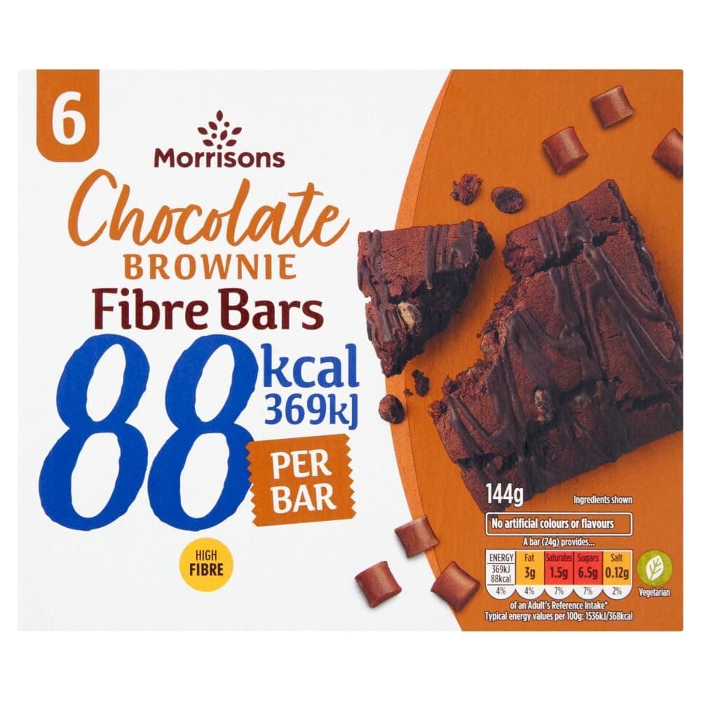 Morrisons6 Chocolate Brownie Fibre Bars, 144g
