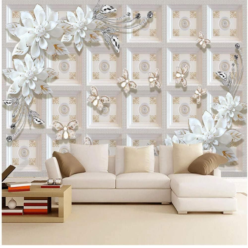 Xbwy Custom Mural Wallpaper 3D Relief Jewelry Flower Wall Painting Living Room Tv Bedroom Luxury Decor -150X120Cm