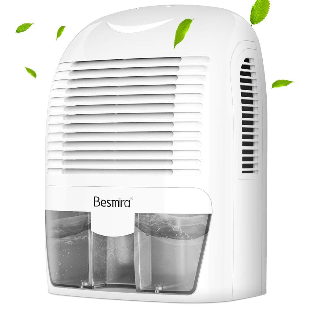 Besmira Portable Mini Dehumidifier 2200 Cubic Feet Electric Safe Dehumidifier for RV,Bathroom,home,Basement,Closet(Grey) …
