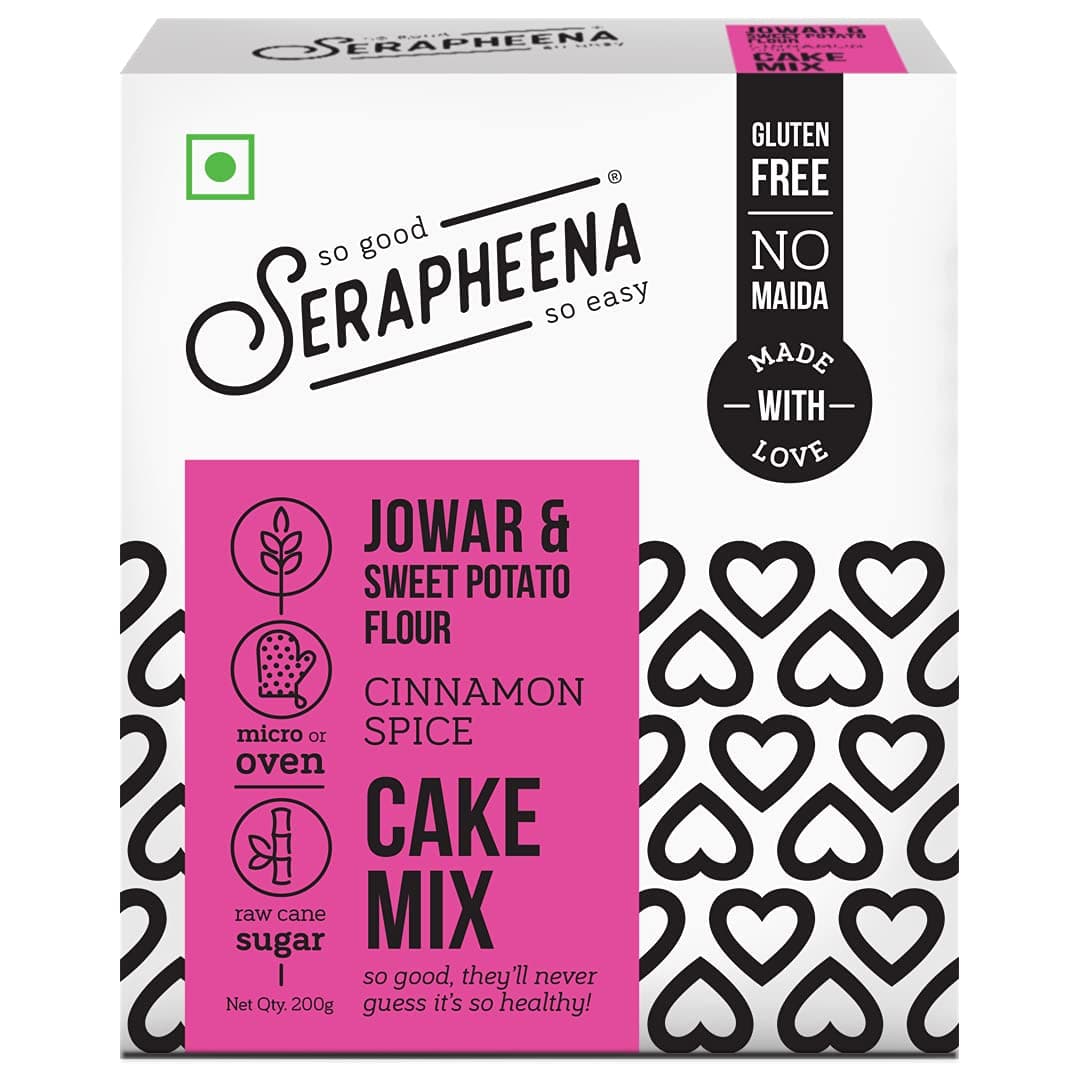 Serapheena Cinnamon Spice Cake Mix, 200g | Jowar and Sweet Potato Flour, Gluten Free, No Maida, Quick and Easy to Make