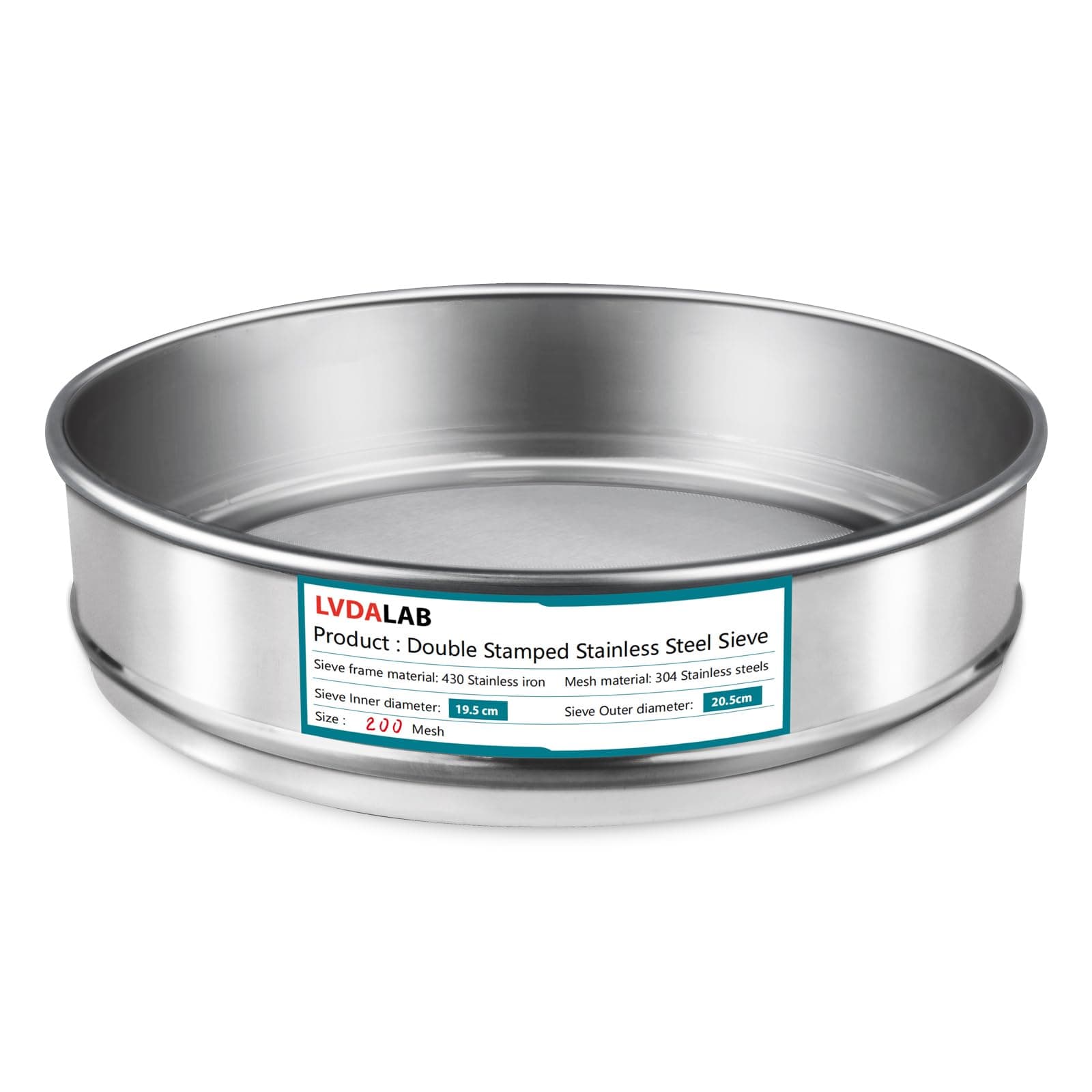 304ステンレススチールメッシュラボふるい、200メッシュ(0.075mm)絞り試験ふるい、7.9インチ(20cm)直径分析サンプル試験ふるい 工業実験室用
