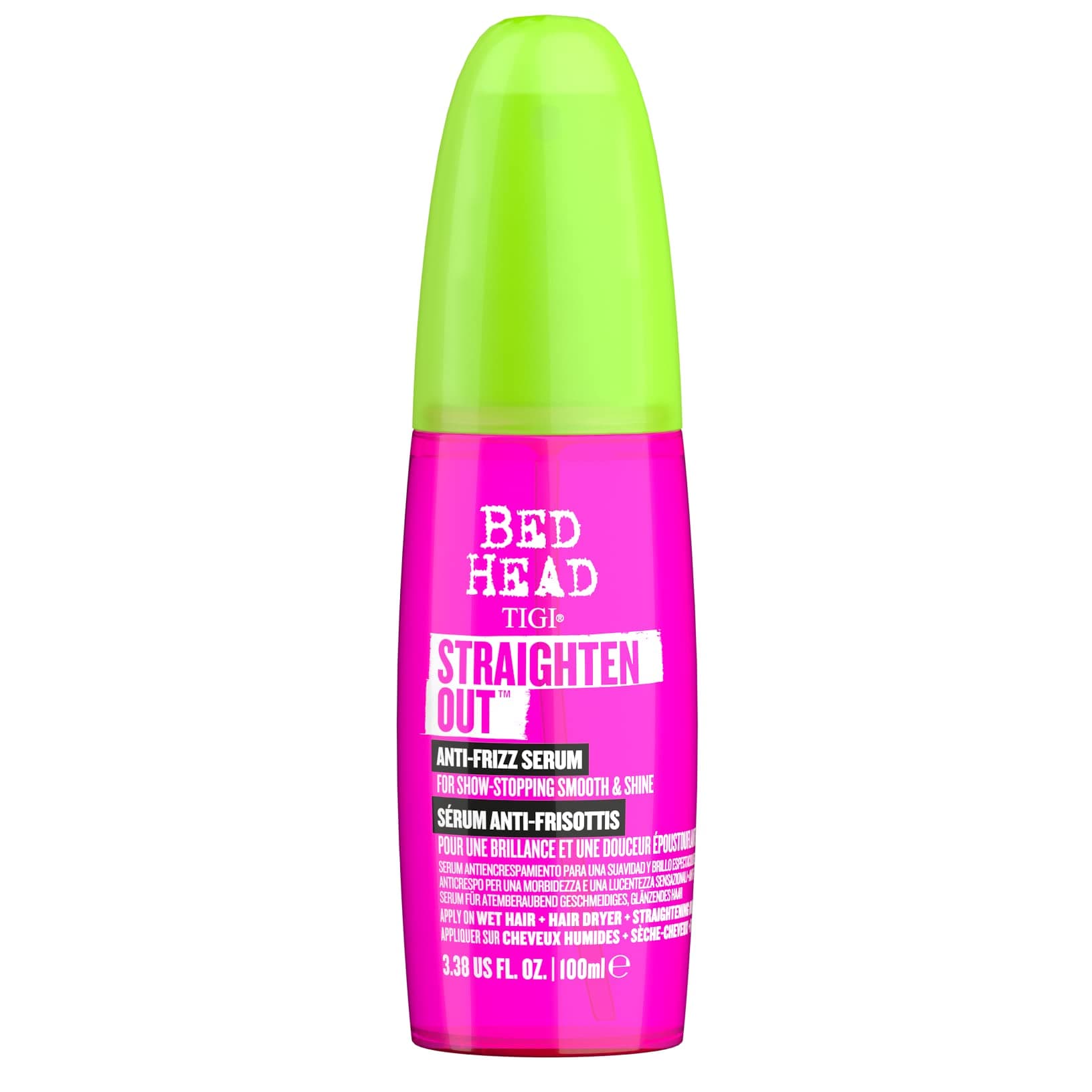 Bed Head by TIGI Straighten Out Anti-Frizz Hair Serum – Smooths, Controls Frizz & Flyaways, Salon-Professional Hydration to Add Shine & Softness, Ideal for Hair Prone to Humidity for a Sleek Finish