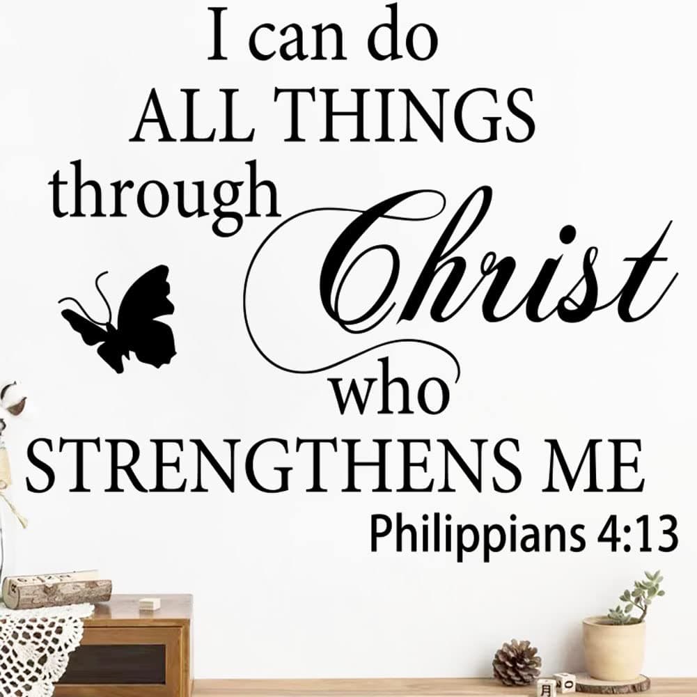 Motivational Quotes Vinyl Wall Decal Stickers I Can Do All Things Through Christ Who Strengthens Me Vinyl Christian Quotes Bible Scripture Inspirational Words Wall Stickers Religious Home Décor