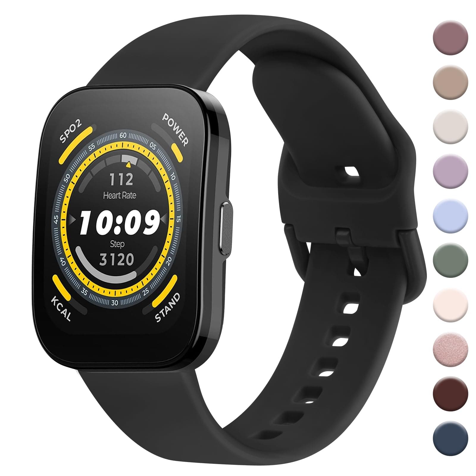 for Amazfit Bip 6/5 Watch Band, Amazfit GTR 4/3 Pro / 3 / 2e / 2 / GTR 47mm Smart Watch, 22mm Soft Silicone Sport Strap Compatible with Bip 6/5 GTR 4 Bands Women Men